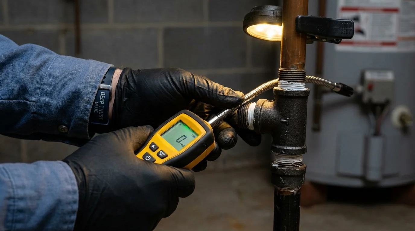 Gas leak detection with electronic sniffer by Johns Plumbing LLC in Ecorse