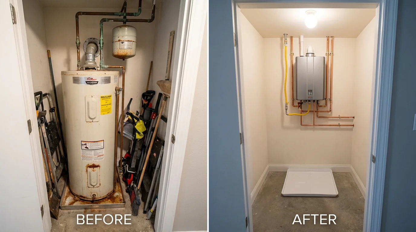 Tank water heater versus wall-mounted tankless unit comparison for Ecorse, MI homeowners